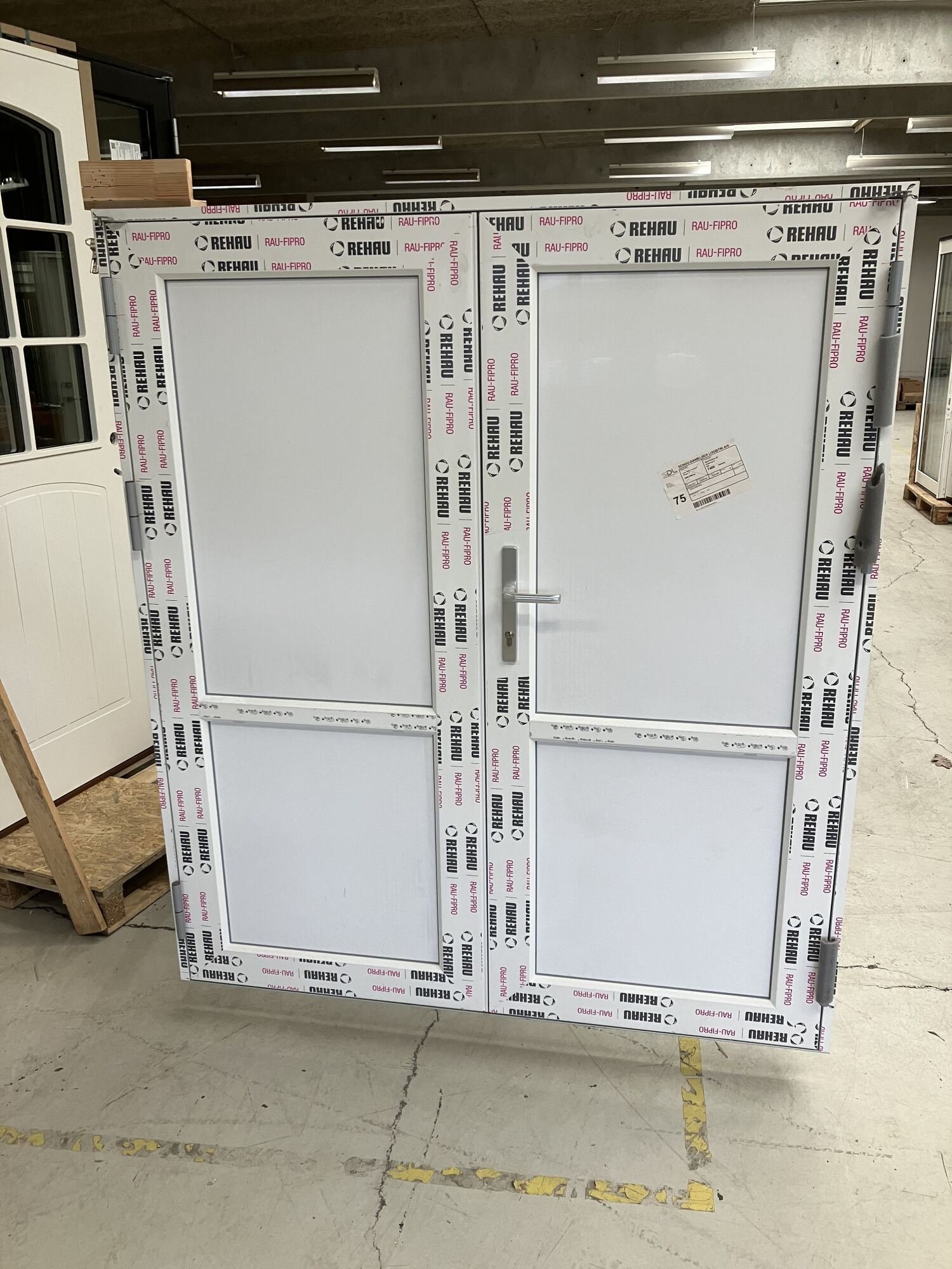 Dobbelt facadedør i plast, Hvid, 152x175cm