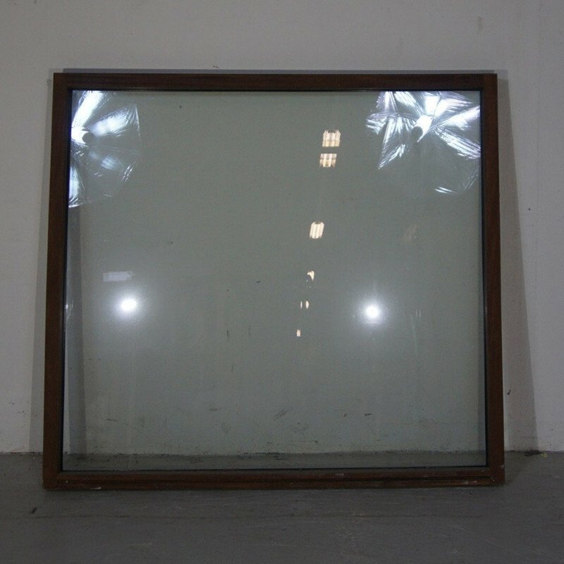 Fast vindue , 2-Lags glas, Træ, Mahogni 141 X 128 