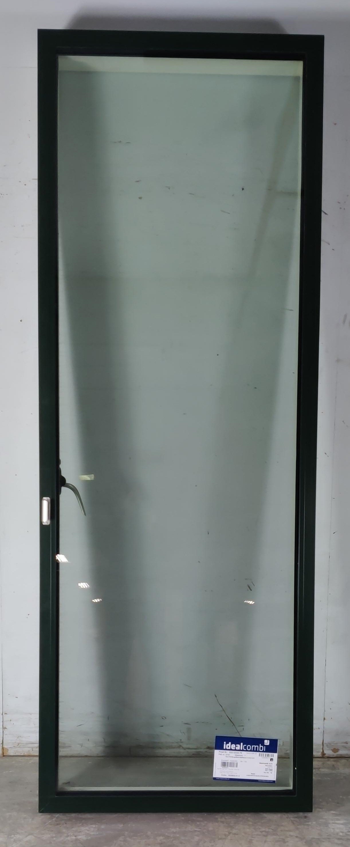 Terrassedør fra IdealCombi, Klar glas, Træ/alu, Grøn 91,3 X 252,5 Højre ud