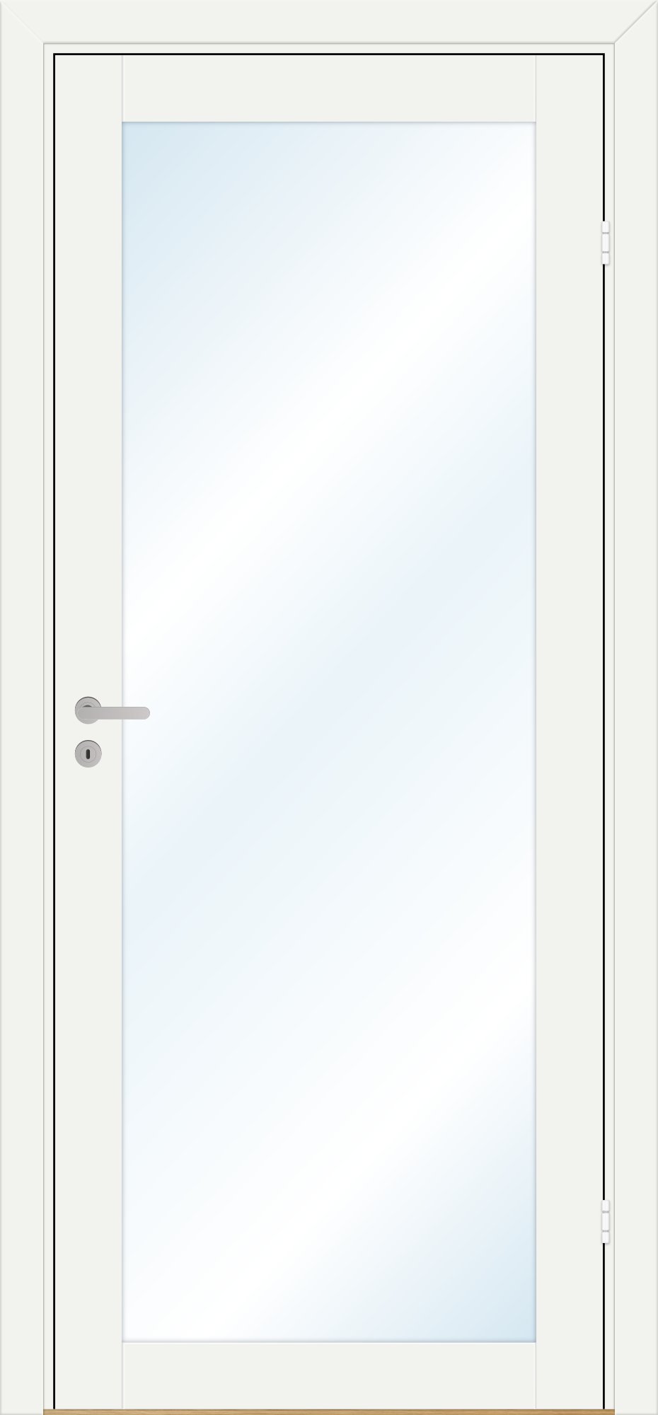 Trend-1 massiv glasdør, Klart glas, Hvid 72,5 X 204 Vendbar