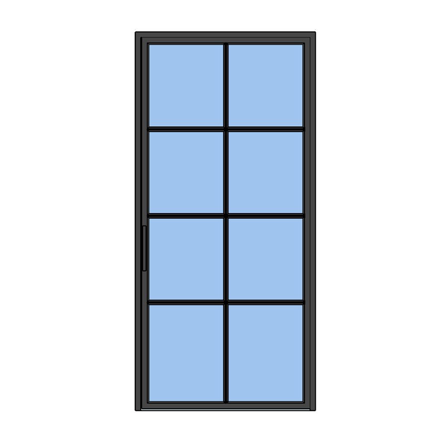 New Yorker glasdør, 8 felter, Sort 88,6 X 208,9 Venstre